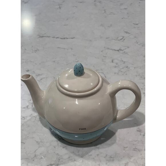 Rae Dunn Blue Polka Dot 5 Piece Artisan Collection Tea Set‎ - Picture 10 of 12